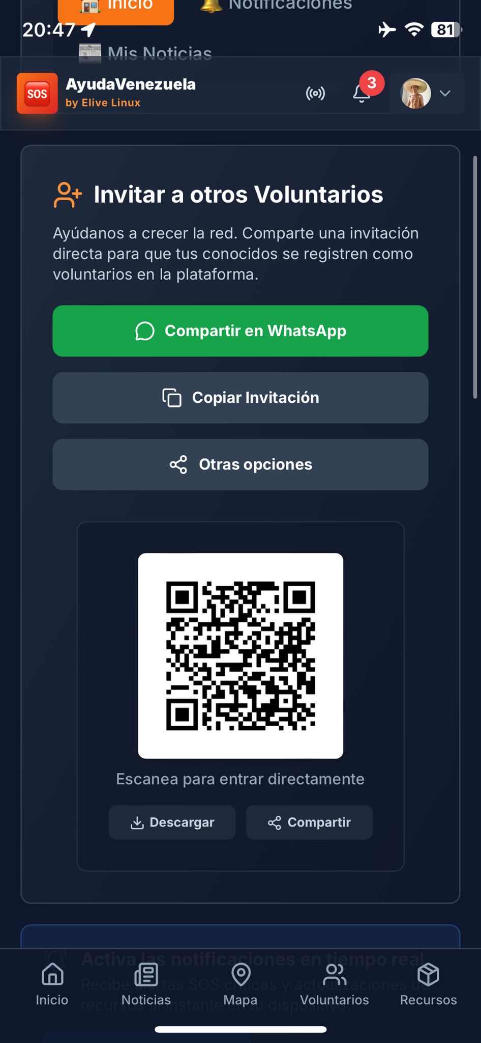 Invitar a otros