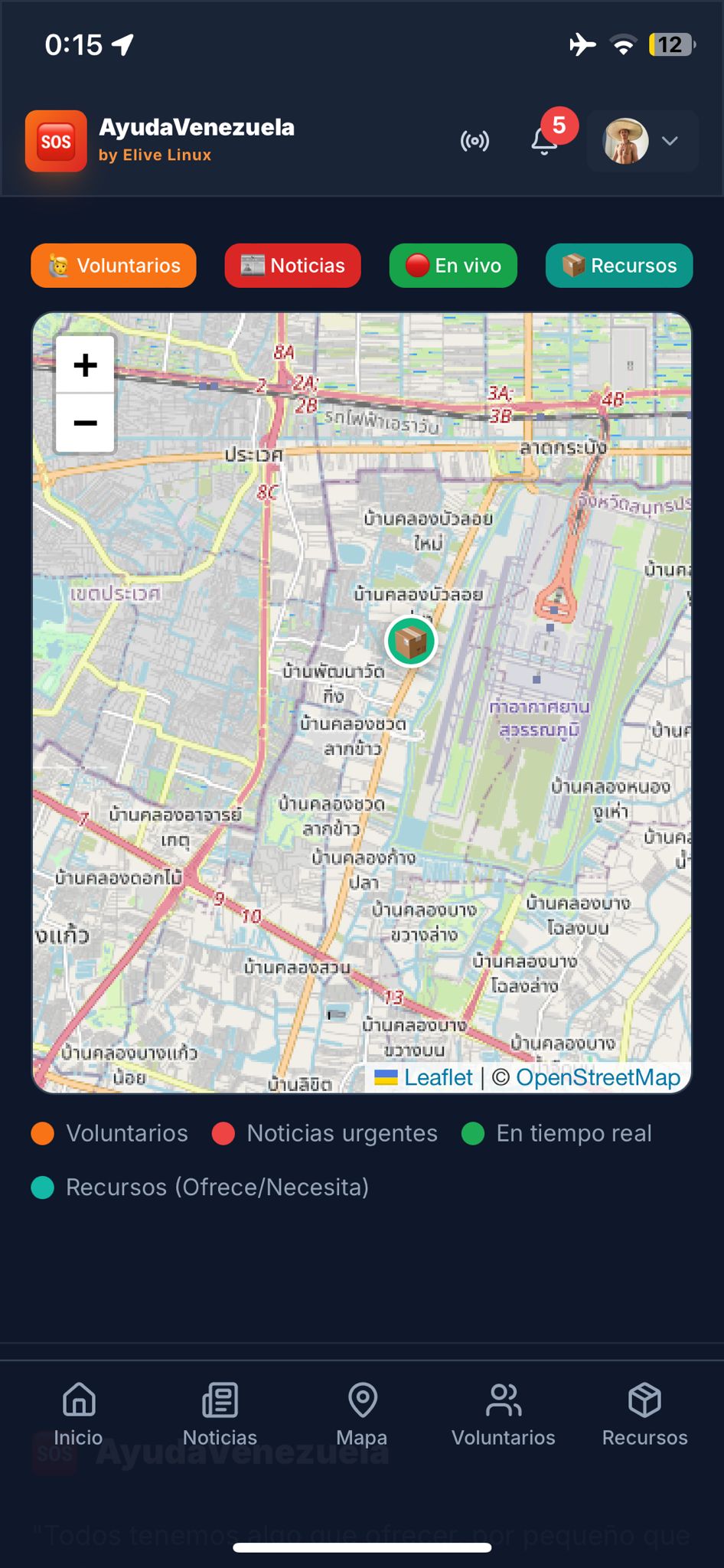 Mapa de recursos en vivo
