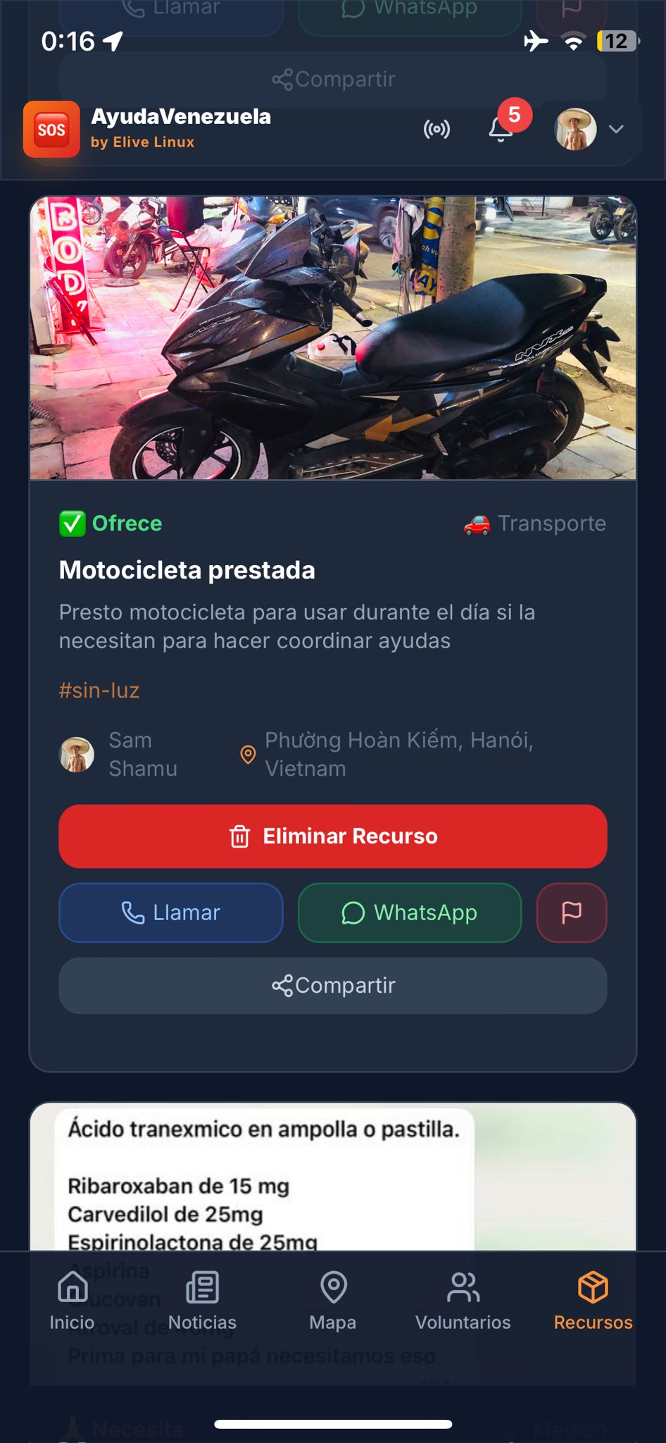 Recurso: moto para transporte